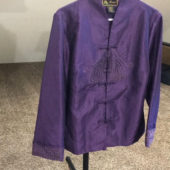 Mirasol size M Nehru collar jacket w embroidered front and sleeves. Like New!! - Picture 2 of 10